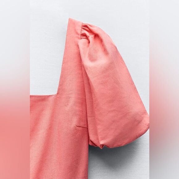 ZARA LINEN BLEND BOW MINI DRESS - Picture 4 of 5